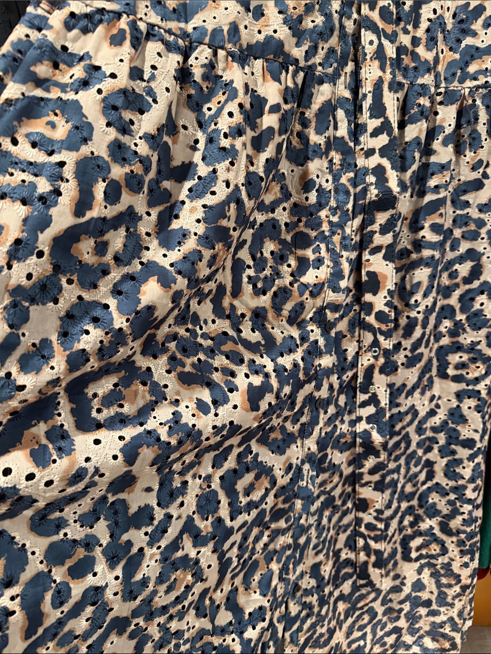 Leopard-Print Maxi Shirtdress in Navy and Tan - Picture 6 of 6